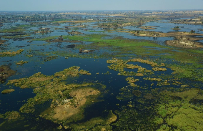 a large body of water surrounded by land